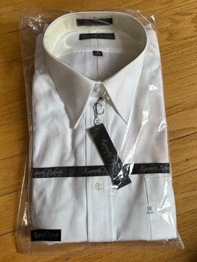 Kenneth Robert’s White Men's Dress Shirt - Classic Spread Collar
